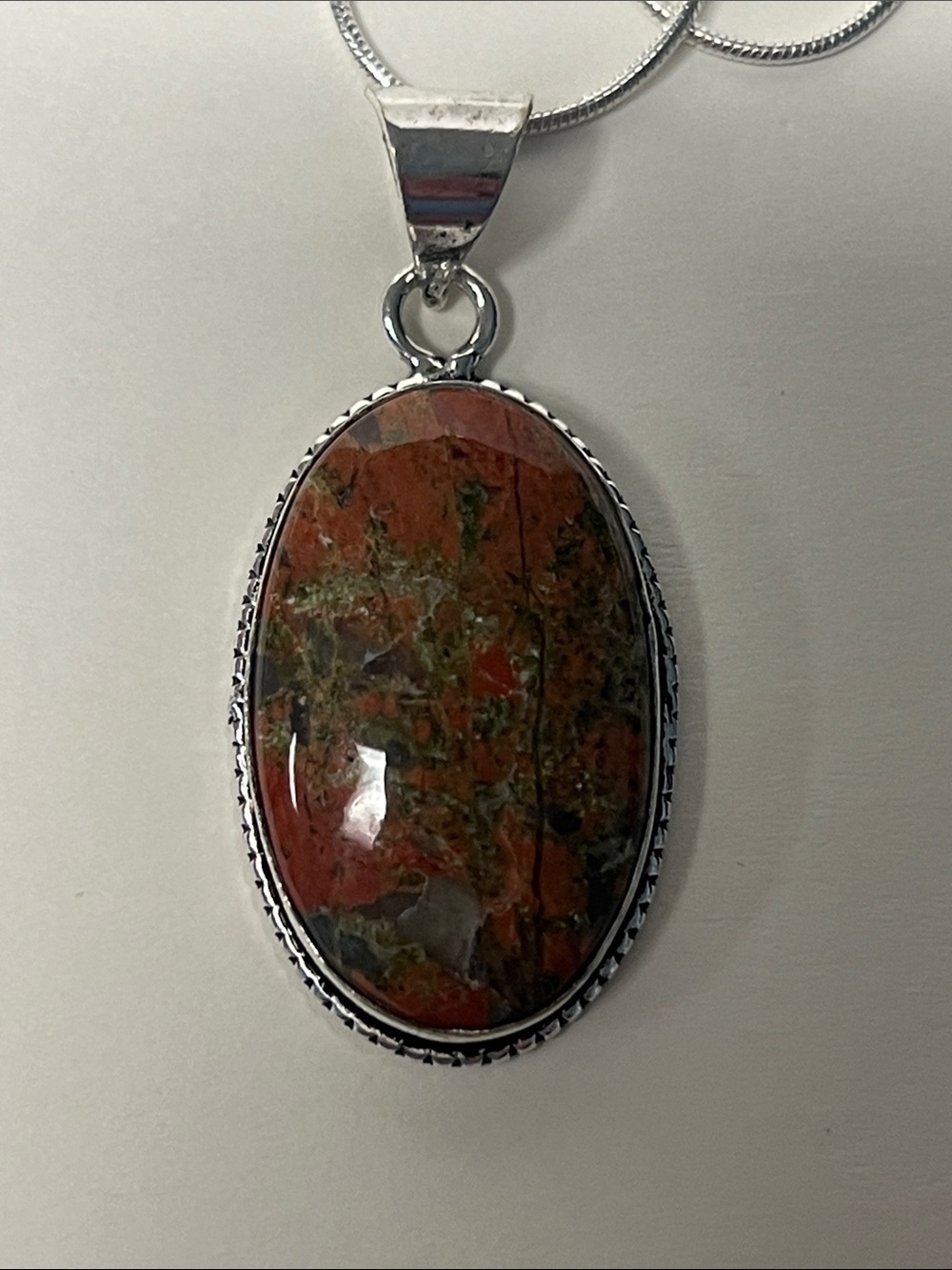 Red Jasper Oval Pendant Necklace